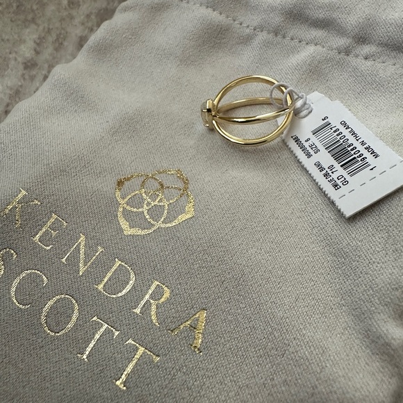 NWT Kendra Scott Emilie Double Band Ring w/Dichroic Glass Stone size 6 - Picture 6 of 7